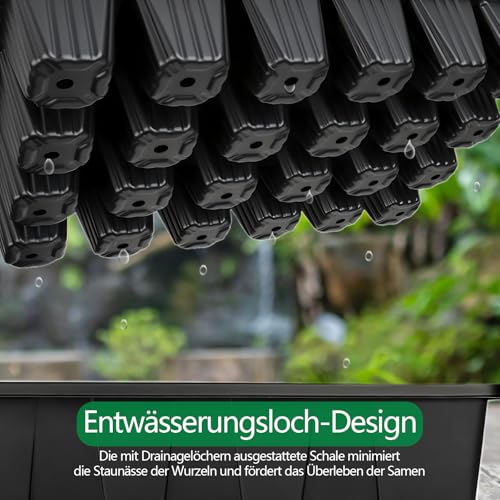 CNNIK Pack of 5 120 Cell Propagation Greenhouse Black Propagation Tray Kit with Lid, Plant Labels, Tools for Indoor & Outdoor Use - Image 2
