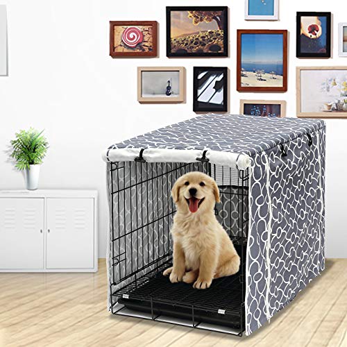 Dog Crate Cover Kennel Dogs Covers Fits Small Medium Large Crates Cage Heavy Nylon Waterproof Soundproof Indoor Outdoor  Cover Only  Grey  48 Inch  Cucciolini Doodles Dog crate cover kennel dogs covers fits small medium large crates cage heavy nylon waterproof soundproof indoor outdoor  cover only  grey  48 inch   cucciolini doodles