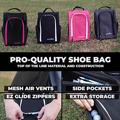 Athletico Golf Shoe Bag - Zippered Shoe Carrier Bags With Ventilation & Outside Pocket For Socks, Tees, Etc. (Gray) #TOP1