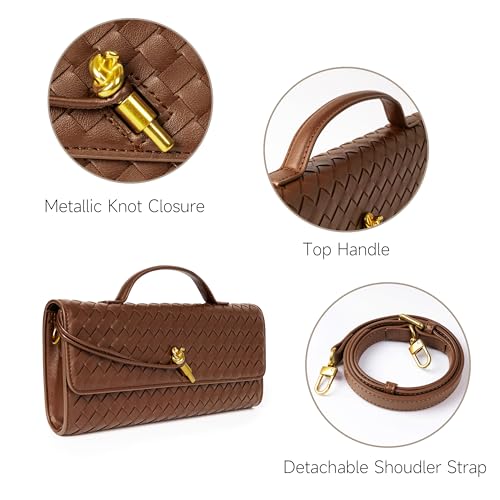 Image of Joryin Woven Purse for Women Evening Clutch Woven Leather Handbags Crossbody Bag Purse Formal Evening Bag, Vegan Leather