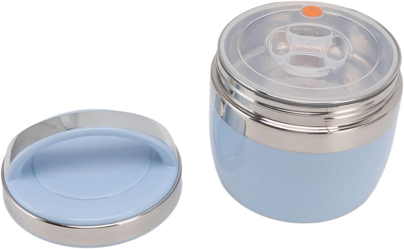 DAUERHAFT Insulated Food Container , 304 Stainless Steel Portable Box Vacuum Lunch Box for Travel for Picnic(Blue)