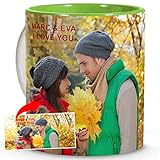 LolaPix Tazas mamá. Regalos personalizados con foto. Taza personalizada de cerámica. Taza con interior de color verde claro.