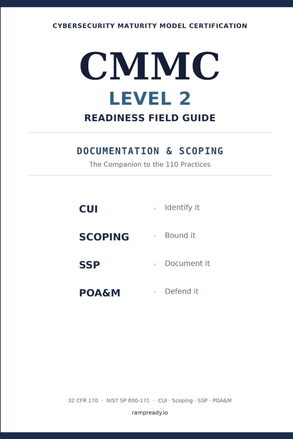CMMC Level 2 Readiness Field Guide: CUI, Scoping, SSP & POA&M — The Documentation & Scoping Companion to the 110 Practices