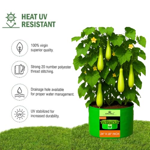 Image of Kingwell Grow Bag 24 X 18 INCH, PACK OF 3 For Terrace Garden Leafy Vegetable Plant Grow Bags Fruits Growing Containers For terrece Gardening (24 X 18 INCH, PACK OF 3)