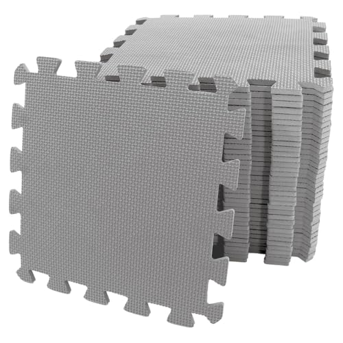 eMKay 9pcs GREY Interlocking Foam Floor Mat 29x29cm | Eva Soft Puzzle Floor Tiles | Non Slip Cushioned Flooring For Home Gym Yoga Fitness Playroom Garage Workout Studio & Kids Play Area (GREY)