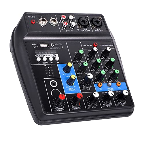 Sound Board Console 4 Channels 48V Built-In Delay Effect -Compatible Computer Recording Equipment