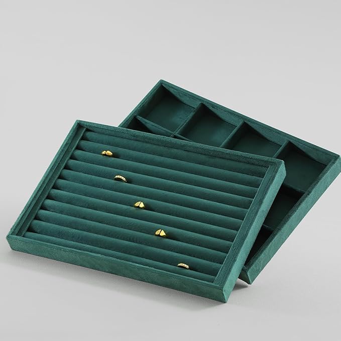 Image of Premium Ring Velvet Jewelry Drawer Organizer Tray Stackable