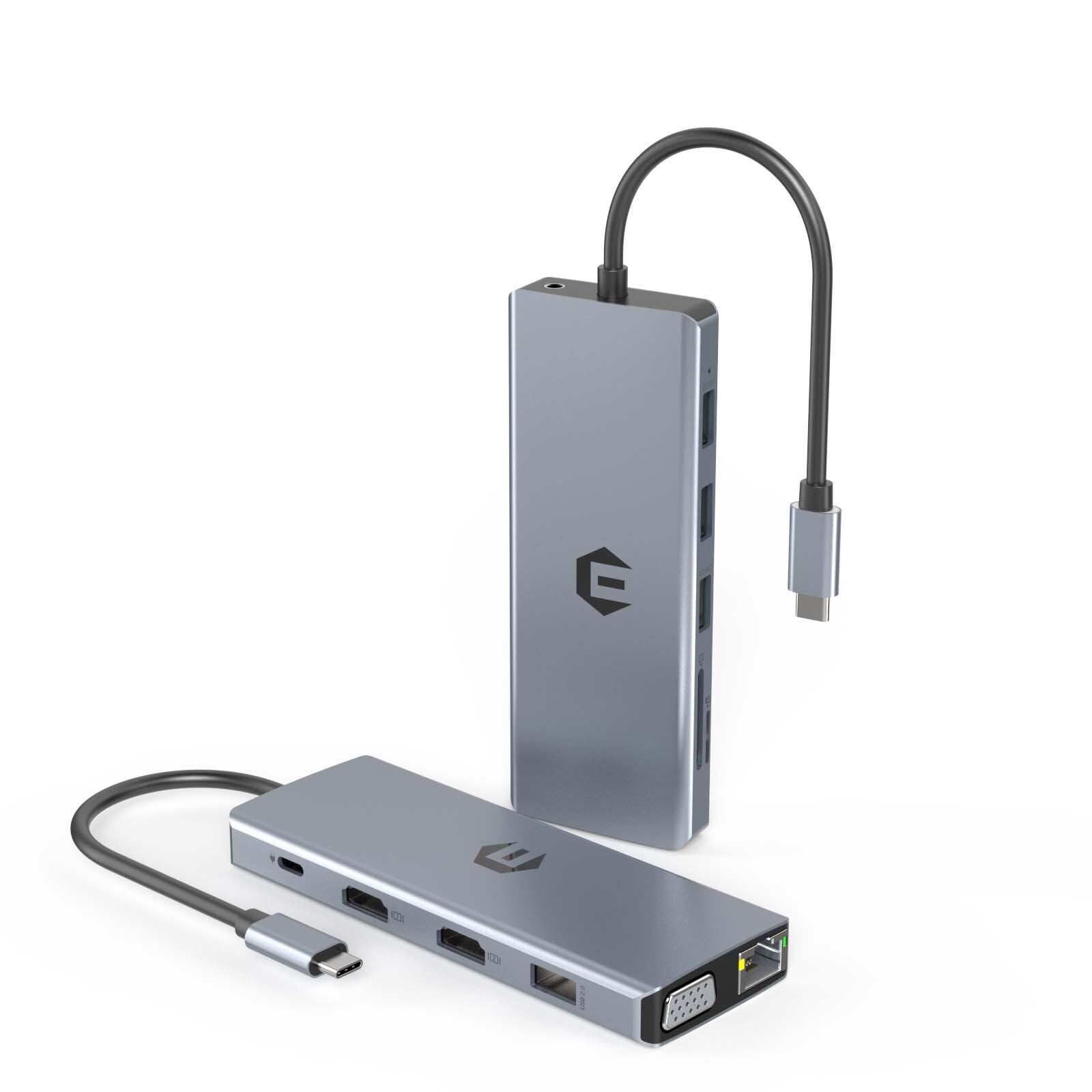 USB C Docking Station, TOTU 13-in-1 USB C Docking Station with Ethernet,SD/TF Cards Reader, VGA, 2 USB 3.0, 2 USB 2.0, 100W PD, 4K USB C to 2 HDMI, Mic/Audio Docking Station