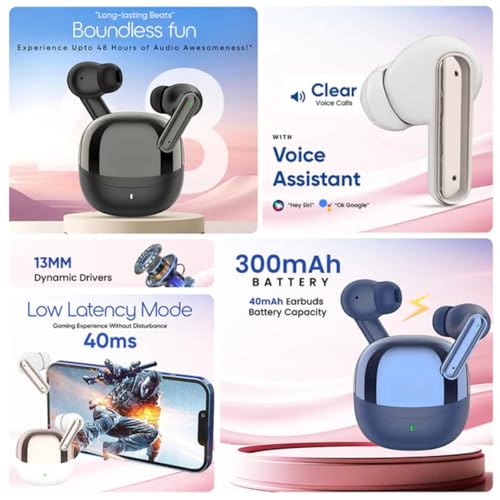 Image of 145 Gaming TWS Earbuds | 50 Hrs of Playtime | Bluetooth v5.4 with AI-ENC | Skin Friendly Ear Cushions | Environmental Awareness | 45ms Low Latency Gaming | IPX5 Water & Sweat Resistant