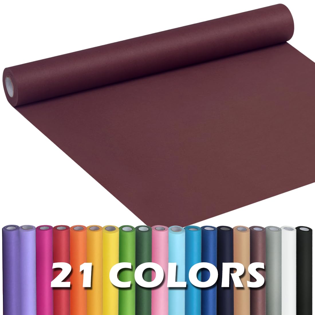 PerkHomy Wine Red Kraft Paper Roll 17.5" x 960" (80') for Gift Wrapping Bouquet Flower Art Painting Craft Writing Packaging Shipping 80GSM 55LB (Wine Red, 17.5" x 80') — image 1