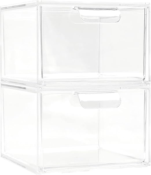 SINGOMON 2PCS Stackable Storage Containers Clear Boxes with PullOut