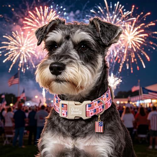 Collier pour chien rose imprimé drapeau américain réglable pour animal - 6