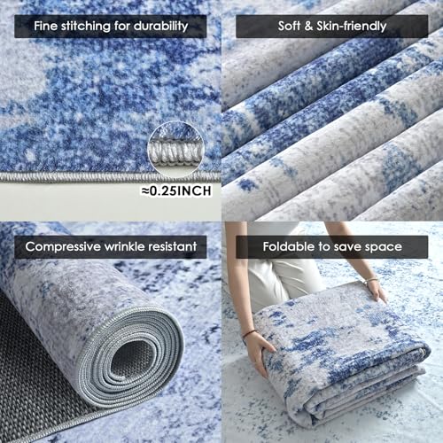 Tapete lavable RUGIXE 5x7 azul antideslizante miniatura 2