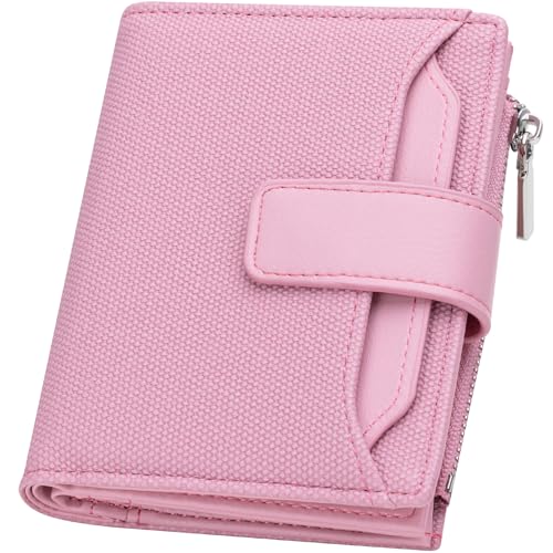 BIAOTIE Wallet Women Leather Bifold Womens Wallet RFID Blocking Credit Card Wallets for Women with Zip Coin Pocket (Pink)