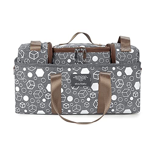 MOMIGO Utilitarian Diaper Bag - 5pcs Set Diaper Stroller Bag Organizing Pouches Baby Basket Diaper Storage Caddy With Insulation (Grey)