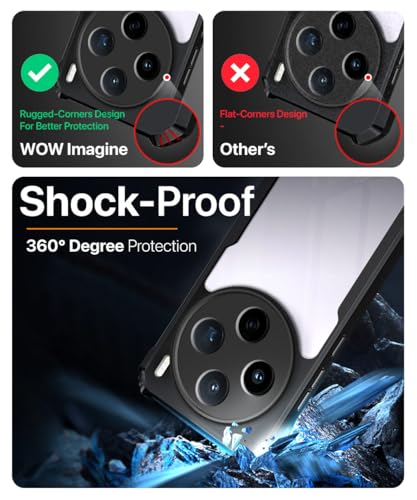 Image of WOW IMAGINE Shock Proof Clear Back Case Mobile Cover for Vivo X200T 5G (Hard | Hybrid PC + TPU | Full Armour Device & Camera Protection | Black)