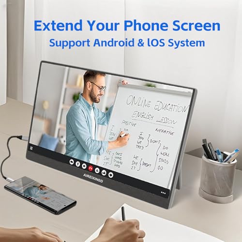 Image of 15.6'' Portable Gaming Monitor 144Hz 1ms, 1080P FHD IPS Kickstand Portable Monitor with HDR, Matte LCD Display, External Second Screen for Laptop, PC, PS5, Mac, Xbox，USB /Type-C /Mini HDMI