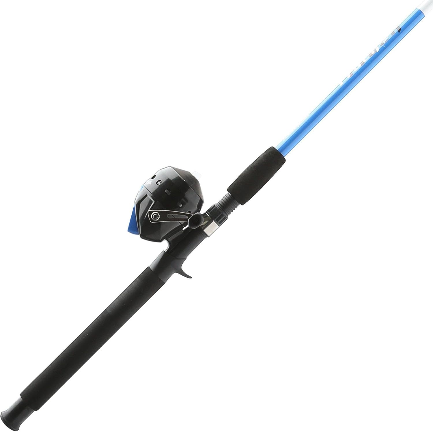 Shakespeare Tiger Spincast Reel and Fishing Rod Combo, 6'6" 2-Piece Rod, Tubular Fiberglass Rod Blank Construction, Comfortable and Durable EVA Handle