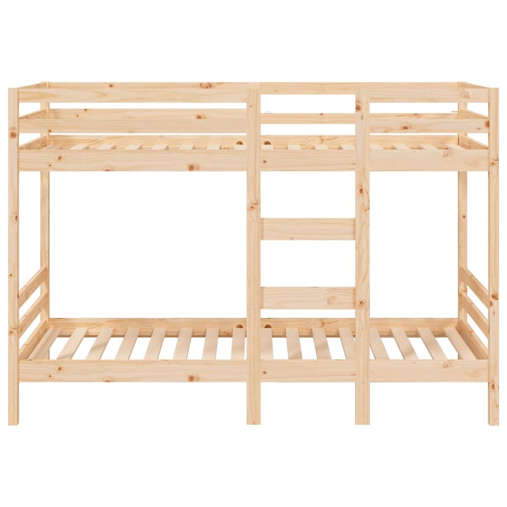 Litera de madera maciza de pino de 90 x 200 cm, diseño que ahorra espacio, barandillas seguras, marco de cama de color natural para habitaciones de niños y jóvenes, muebles duraderos