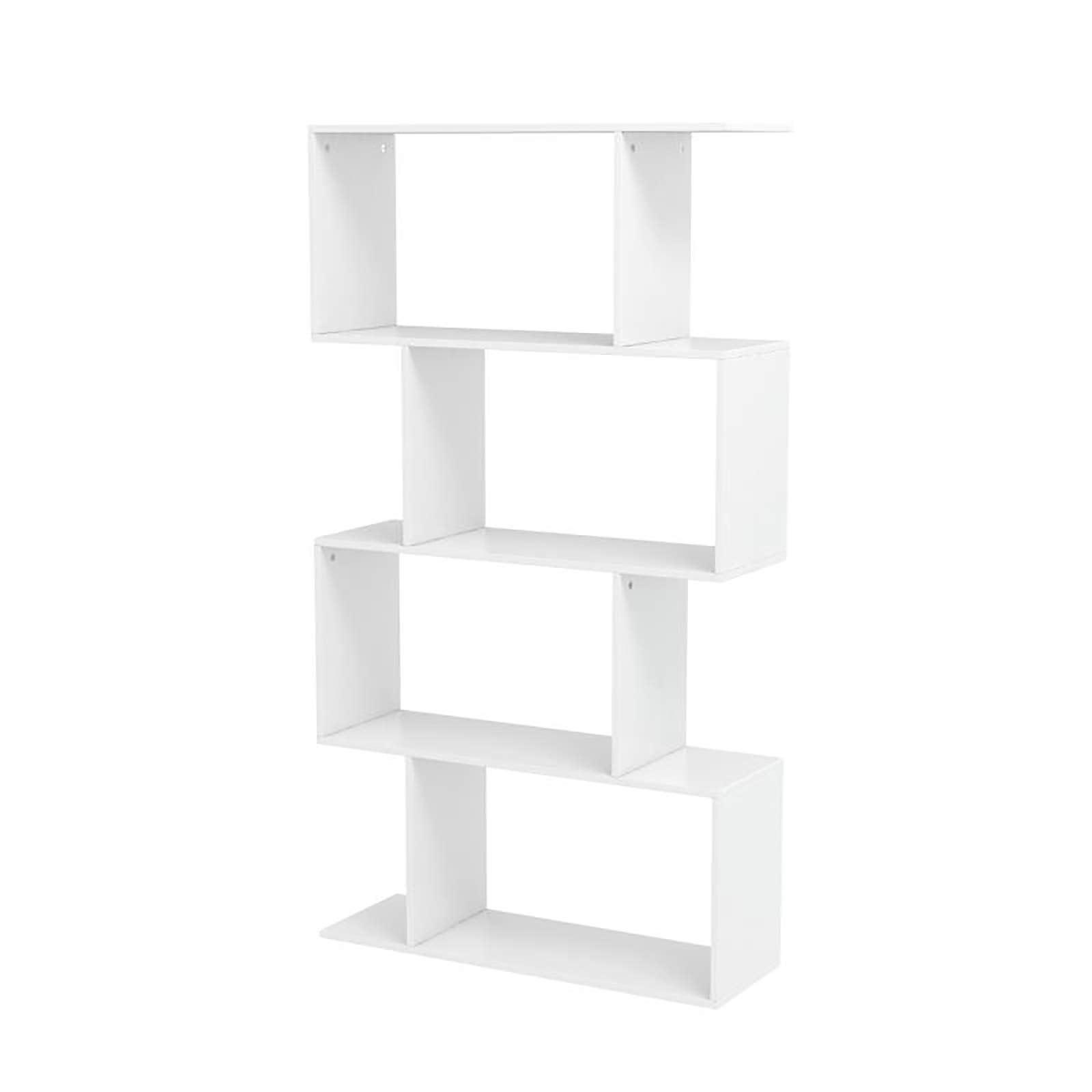 WalgreenWhite Bookcase Bookshelf 4 Tier Shelving Display Unit Shelf Free Standing Shelves Home Furniture for Living Room