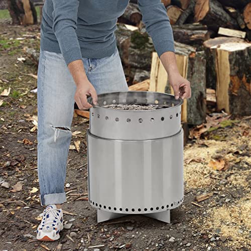 Smokeless Fire Pit with Air Switch16.5, Wood Burning Portable Stainless Steel Outdoor Firepit with Removable Stand and Ash Pan, Ideal for Camping for Backyard Patio and Picnic, H: 11.5 in, 13.22 lbs