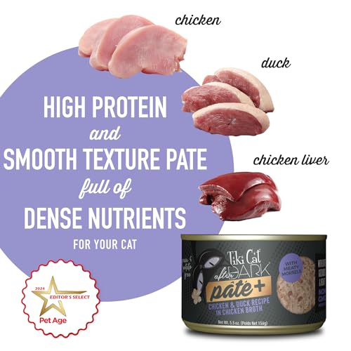 Image of Tiki Cat After Dark Pate+ Wet Cat Food, Chicken & Duck, 5.5 oz. Cans (Pack of 8)