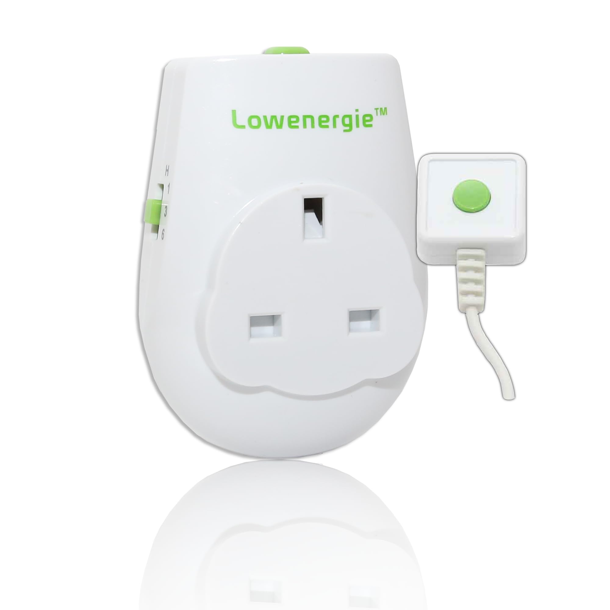 Lowenergie White Energy Saving Countdown Timer Switch Socket With Remote Wire, Rundown Auto Power Off 1, 3 Or 6Hr, Conserve Electricity