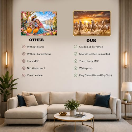 Image of 7 Running Horses Vastu Photo Frame, 16x24 Inch