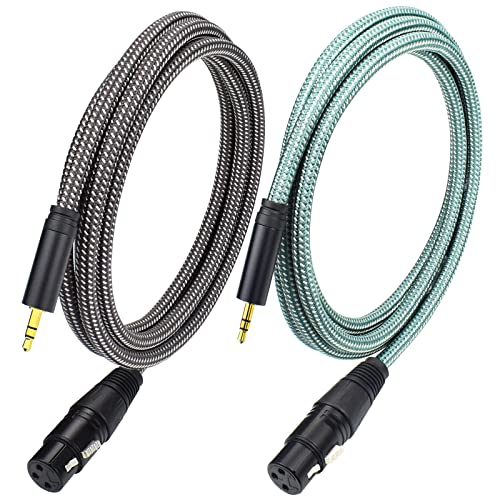 Ihurllu 1/8 to XLR Female Microphone Cable, 3.3Feet XLR Female to Stereo 3.5mm Mini TRS Aux Cord, Unbalanced, Nylon Braided, OFC Shielded, for Mixer, Speaker, Camera - 2Pack