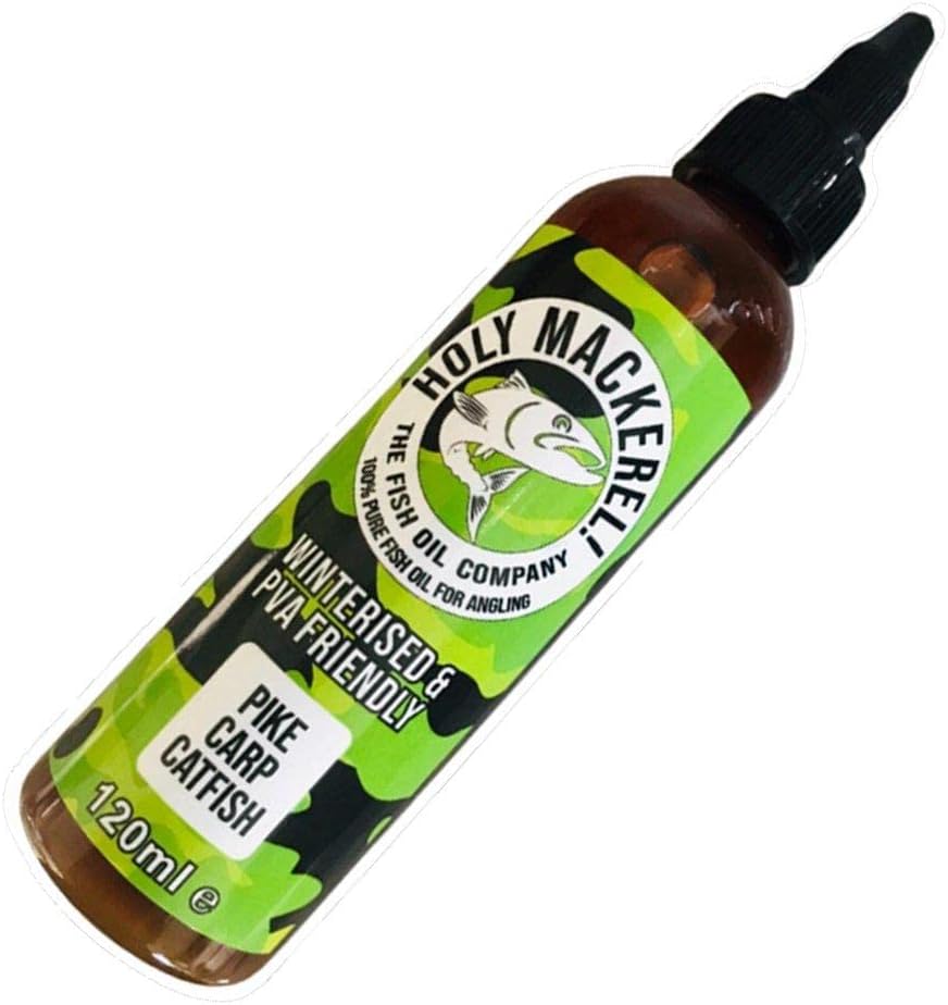 Holy Mackerel Fish Oil 120ml Bottle - Fishing Bait Attractant - Natural Predator, Green