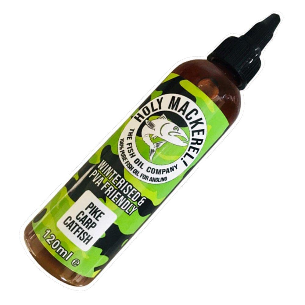 Holy Mackerel Fish Oil 120ml Bottle - Fishing Bait Attractant - Natural Predator, Green