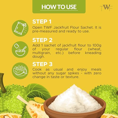 Image of TWF Jackfruit Flour Sachets | 15 Sachets | 100% Kathal Atta | Gluten-Free | Zero Bitterness | Helps Control Sugar | Convenient for Daily Use