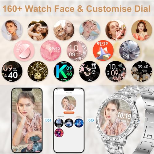 Reloj inteligente mujer con diamantes, pantalla completa para Android e iOS 7