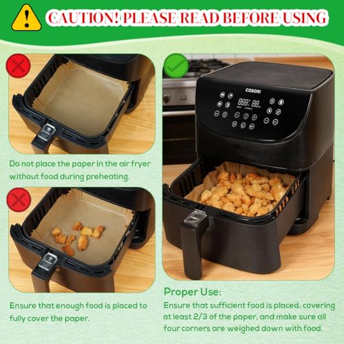 Image of BYKITCHEN 300PCS Small Square Air Fryer Paper Liners for 2 to 5QT Airfryer