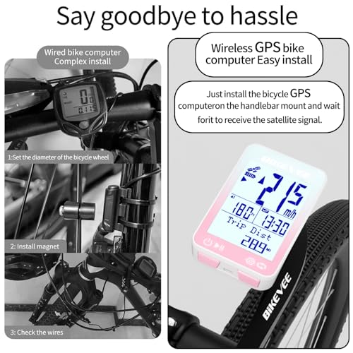 Image of GPS Bike Computer Wireless Bicycle Speedometer Odometer 9 Languages Auto Backlight Auto Start Stop IPX7 Waterproof 2.4 Inch LCD Supports MPH KMH