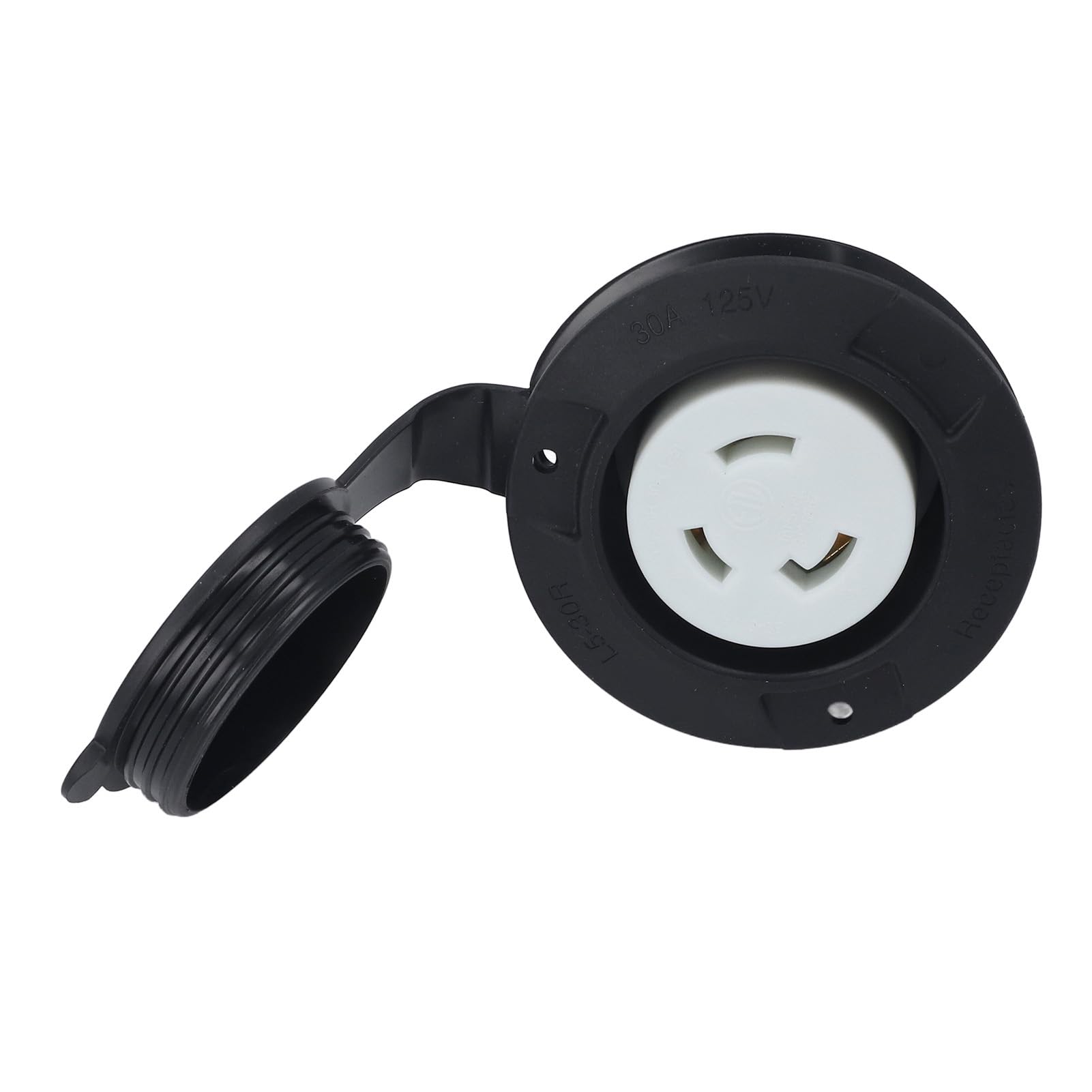 Tomacorriente con Brida 30A NEMA L5-30R Receptáculo con Bloqueo Toma Eléctrica de Alimentación para RV con Tapa Resistente a la Intemperie