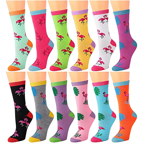 Image of Falari 12 Pairs Women's Cotton Crew Socks Assorted Colors