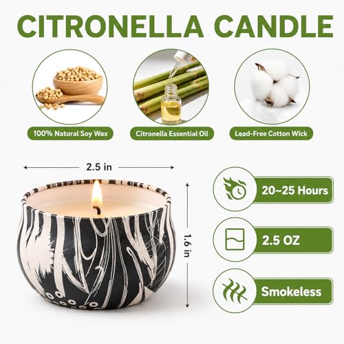 Image of Citronella Candles Outdoor, 12 Pack Soy Wax Candle Set