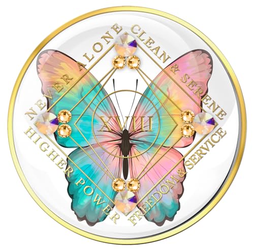 RM Clean Time Medallion with Colorful Butterfly Design, White with