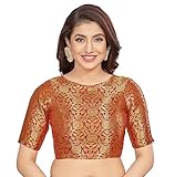 Madhu Fashion Women's Traditional Benaras Brocade Readymade Stitched Saree Blouse 40 Maroon