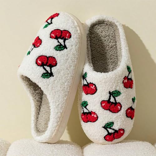 Image of Women's Men's Cute Fuzzy Heart Slippers Memory Foam Fluffy Couple Slippers Cozy House Indoor Outdoor Shoes