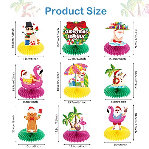 9 Pieces Christmas In July Honeycomb Table Centerpieces Decorations Christmas Tables Centerpieces Hawaii Beach Pool Summer Flamingos Santa Honeycomb Centerpieces Party Supplies #TOP1