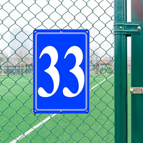 Image of Premium Aluminum Number Signs 33, Metal 12 inch X 8 inch Blue Numbered Signs Outdoor for Parking Lots, Floor, Dock, Court, Aisle, Field, High Visibility, No Fade, Weather-resistant