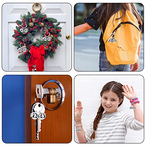 Leikedun 4 Set Vintage Small Dog Cat Collar Bells Metal Pet Tracker Bells Pendant Key Rings (Silver) - Image 6