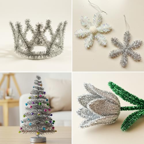 Image of Caydo 200 Pieces Silver Pipe Cleaners Craft | Chenille Stems for DIY Art Creative Crafts Party Decorations (12 Inch x 6 mm)