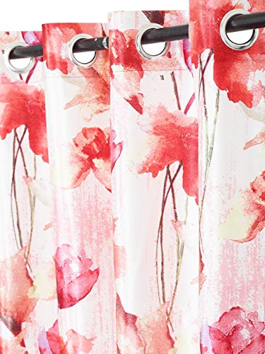 Image of Home Sizzler Abstract Flower 4 Piece Maroon Long Door Curtain, 9 feet