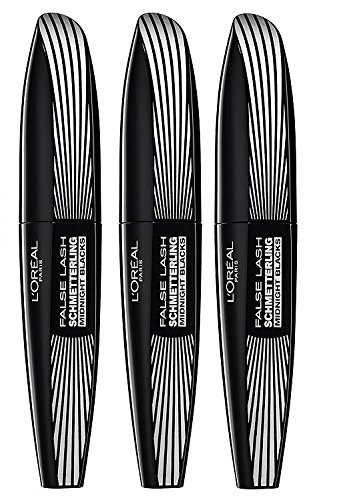 L'Oréal Paris False Lash Schmetterling Midnight Blacks Mascara, schwarz - Wimperntusche für maximal entfaltete Wimpern - 3er Pack (3 x 7 ml)