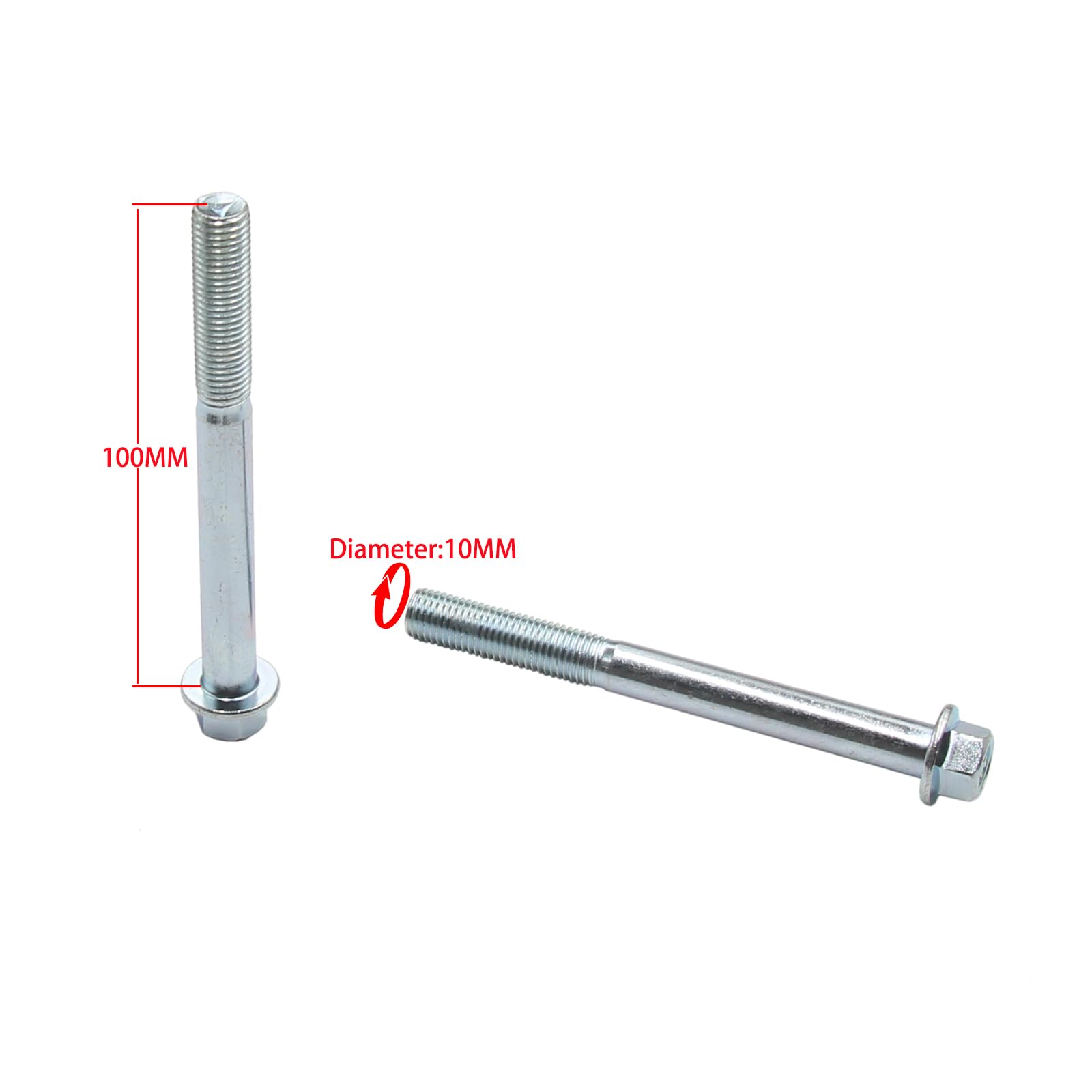 M10 Bolt Hex Flange Head 20 25 30 35 40 45 50 55 60 65 75 80 100 x 1.25 Pitch, Class 8.8 Zinc (M10-1.25X100)