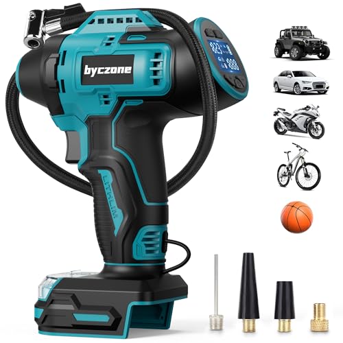 byczone Tyre Inflator Compatible with Makita 18V Battery 160 PSI Cordless Air Compressor with LCD Pressure Gauge Auto-Shut Off & Fast Inflation Tire Inflator for Car Bike Sport Ball (Tool Only)