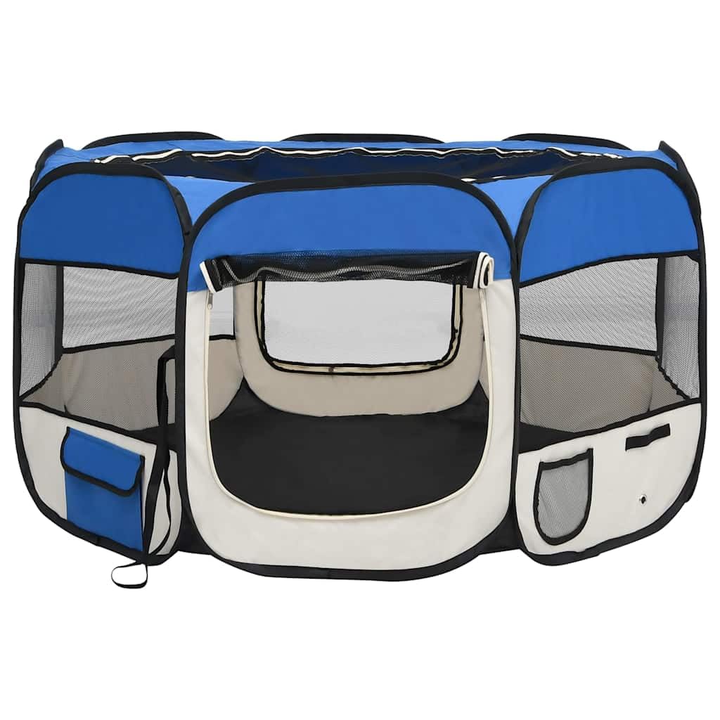 Parque plegable para cachorros de poliéster y acero, 110 x 110 x 58 cm, con bolsa de transporte, perrera plegable para entrenamiento, protección, seguridad, parque infantil y espacio para